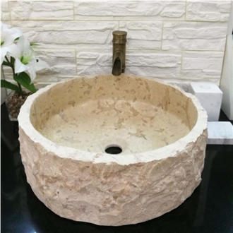 Classic Beige Marble Sink Polish Inside Nature Outside