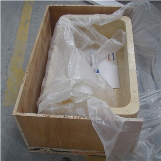 Galala Marble Farm Sink With Carvings In Single Block