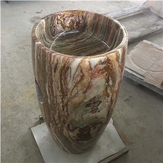 Green Onyx Pedestal Sinks 42X42x85cm Polished