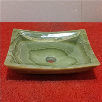 Green Onyx Rectangle Art Sinks Polished