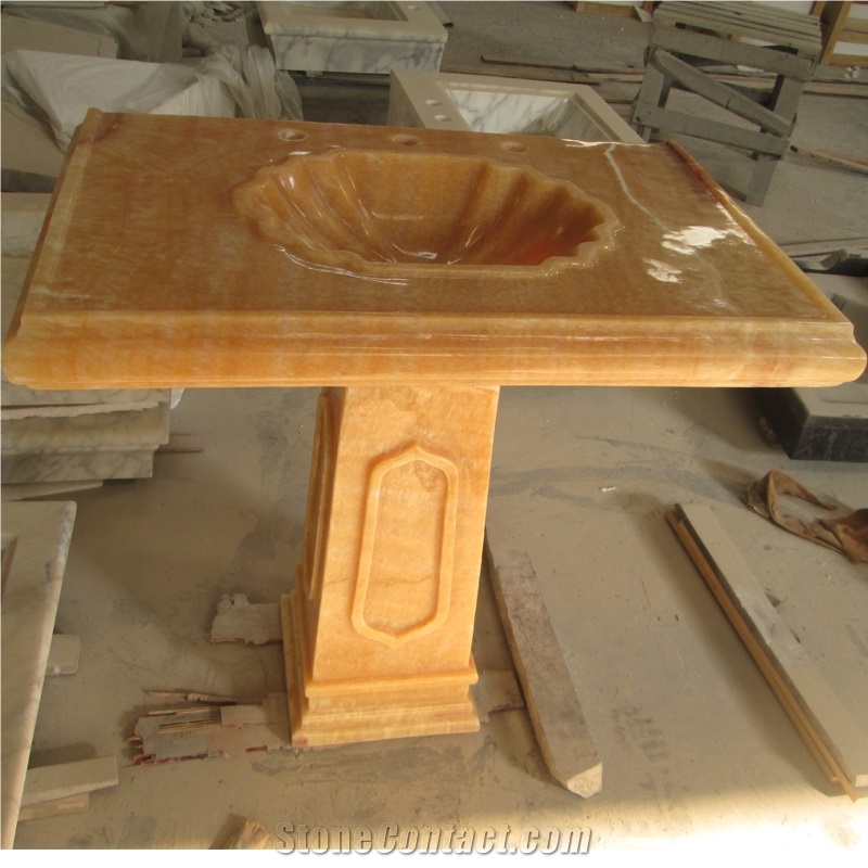 Honey Onyx Free Standing Washbasin Polished