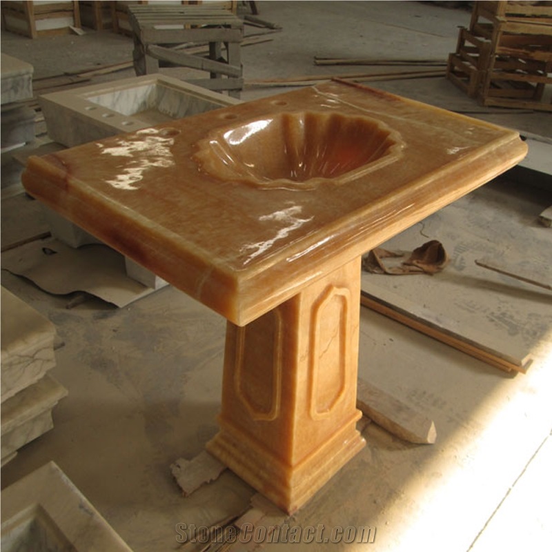 Honey Onyx Free Standing Washbasin Polished