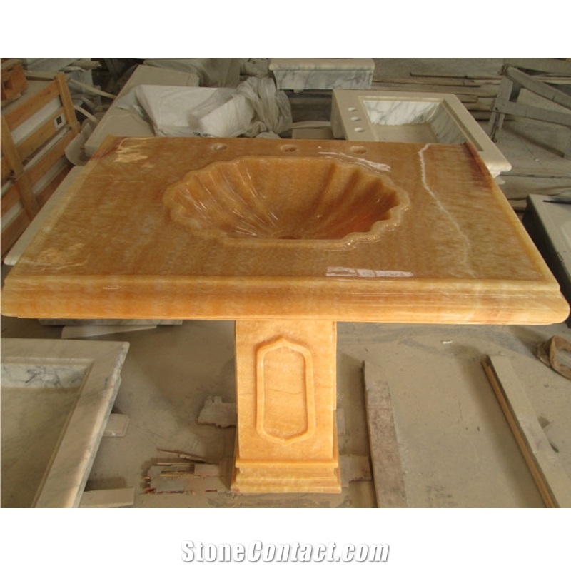 Honey Onyx Free Standing Washbasin Polished