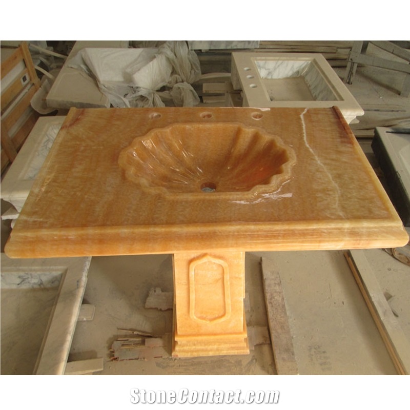 Honey Onyx Free Standing Washbasin Polished
