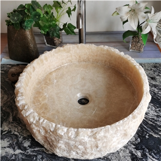 Honey Onyx Vessel Sinks Polished Inside Nature Outside
