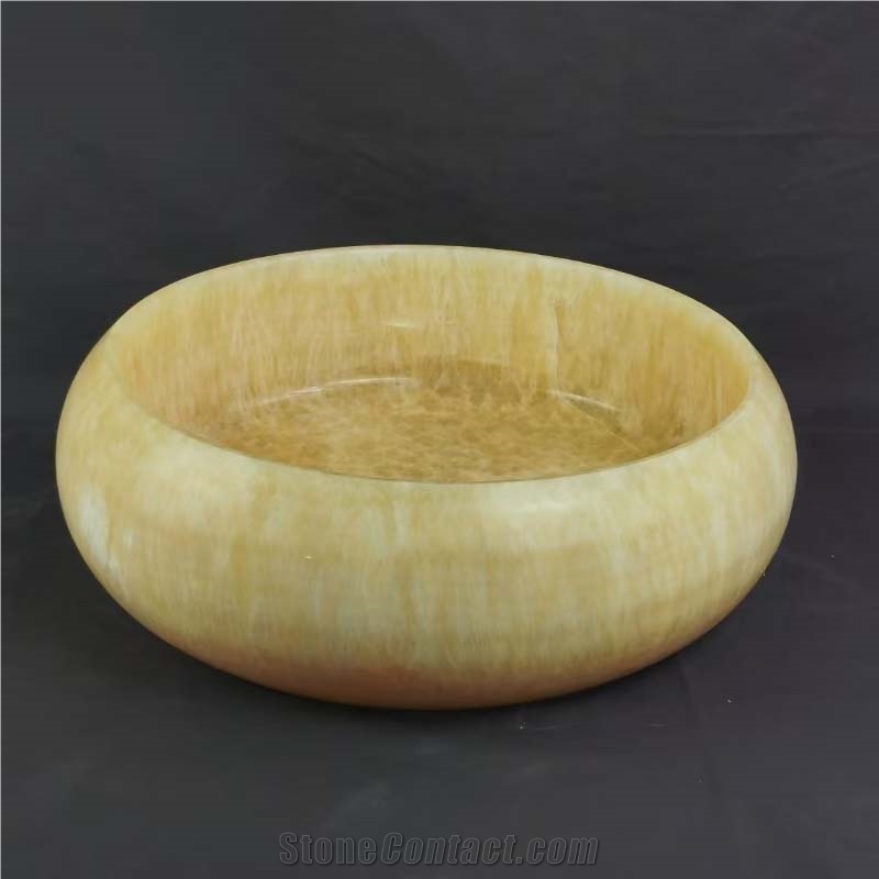 Honey Onyx Vessel Sinks With The Size 42X42X41CM Polished