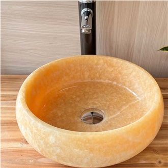Honey Onyx Vessel Sinks With The Size 42X42X41CM Polished