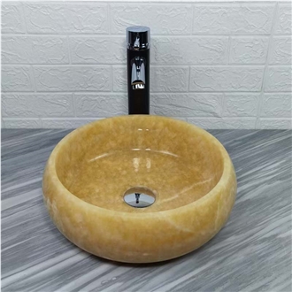 Honey Onyx Vessel Sinks With The Size 42X42X41CM Polished
