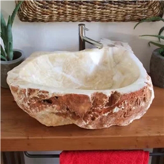 Honey Yellow Onyx Interior Design Sink
