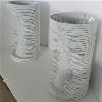 Italy Carrara White Marble Pedestal Sinks Art Design