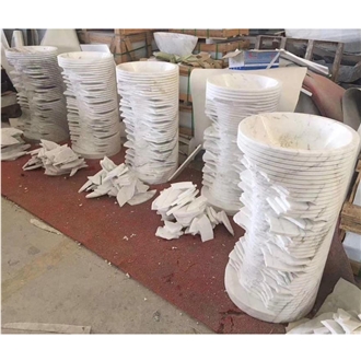 Italy Carrara White Marble Pedestal Sinks Art Design