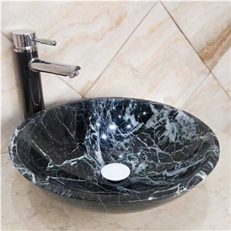Prada Green Marble Bathroom Round Sink
