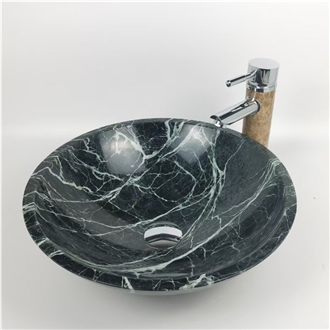 Prada Green Marble Bathroom Round Sink