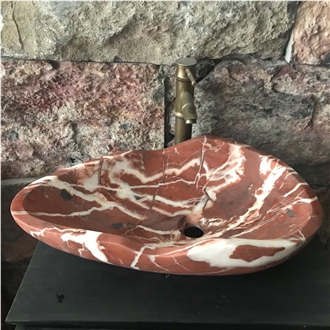 Rojo Red Marble Bathroom Oval Sink Rojo Red Marble Bathroom Oval Sink