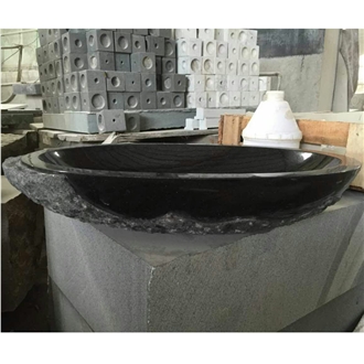 Shanxi Black Granite Oval Sink Polish Inside Nature Outside