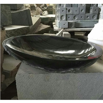 Shanxi Black Granite Oval Sink Polish Inside Nature Outside