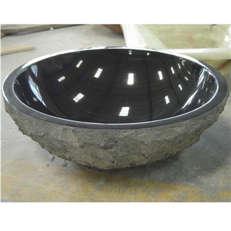 Shanxi Black Granite Sink Polished Inside Nature Outside