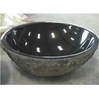 Shanxi Black Granite Sink Polished Inside Nature Outside