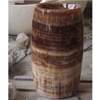 Tiger Jade Brown Onyx Free Standing Sinks Polished