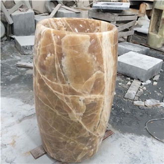 Tiger Jade Brown Onyx Free Standing Sinks Polished