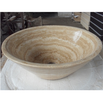 Turkey Beige Travertine Vessel Sinks Polished