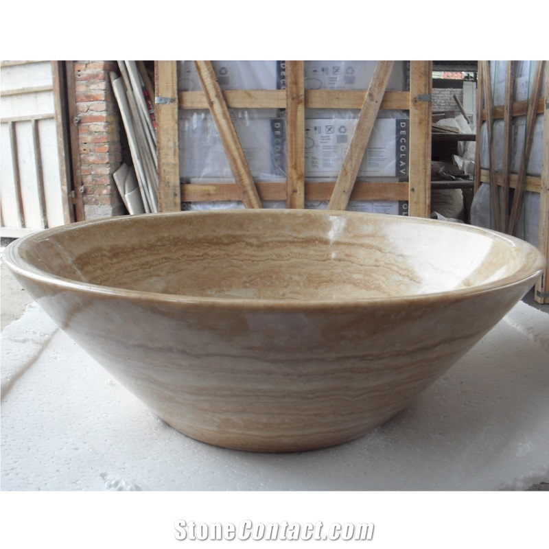 Turkey Beige Travertine Vessel Sinks Polished