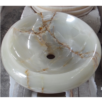 White Onyx Art Washbasin With The Size 42X42x14cm