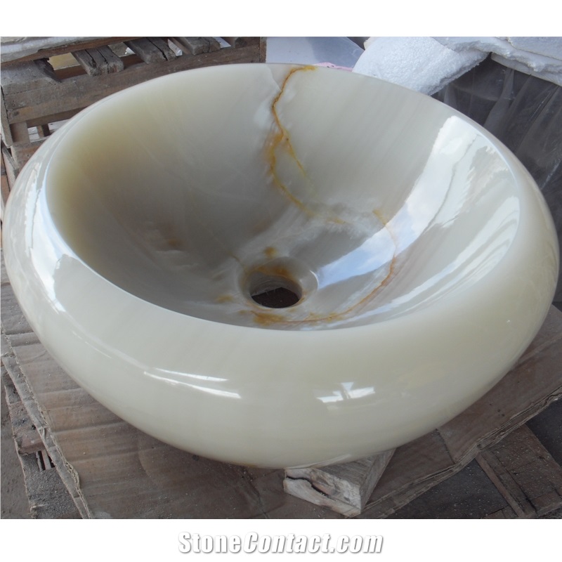 White Onyx Art Washbasin With The Size 42X42x14cm