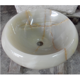 White Onyx Art Washbasin With The Size 42X42x14cm