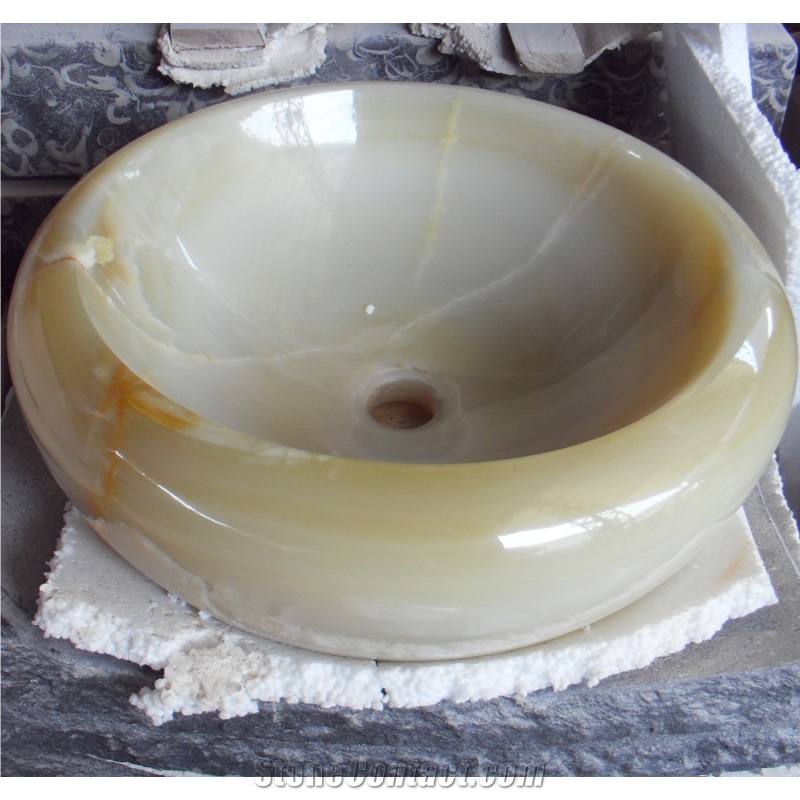 White Onyx Art Washbasin With The Size 42X42x14cm