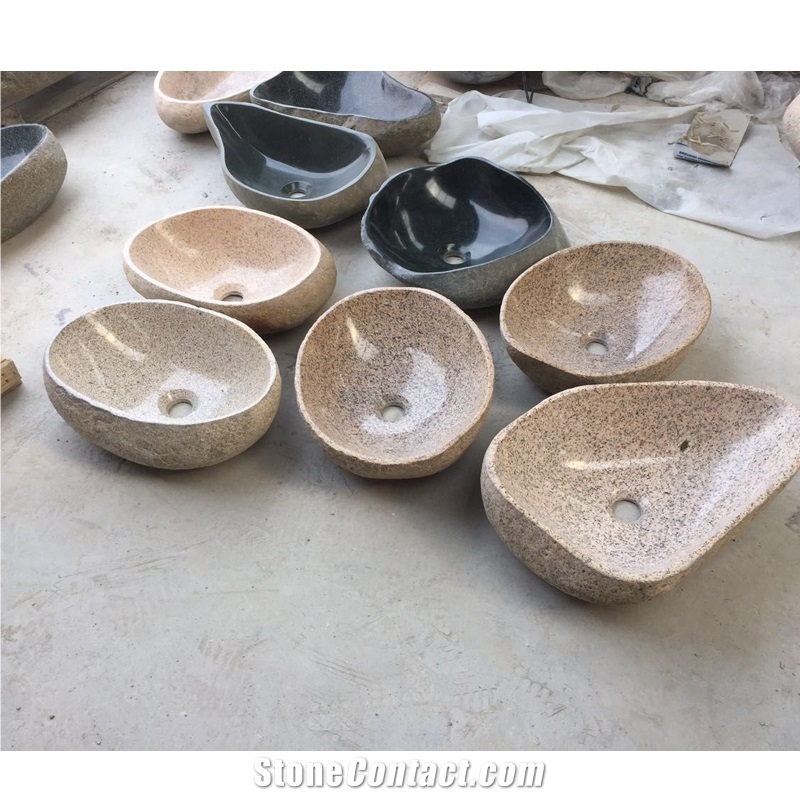 Yellow River Stone Granite Bathroom Sink Random Shape