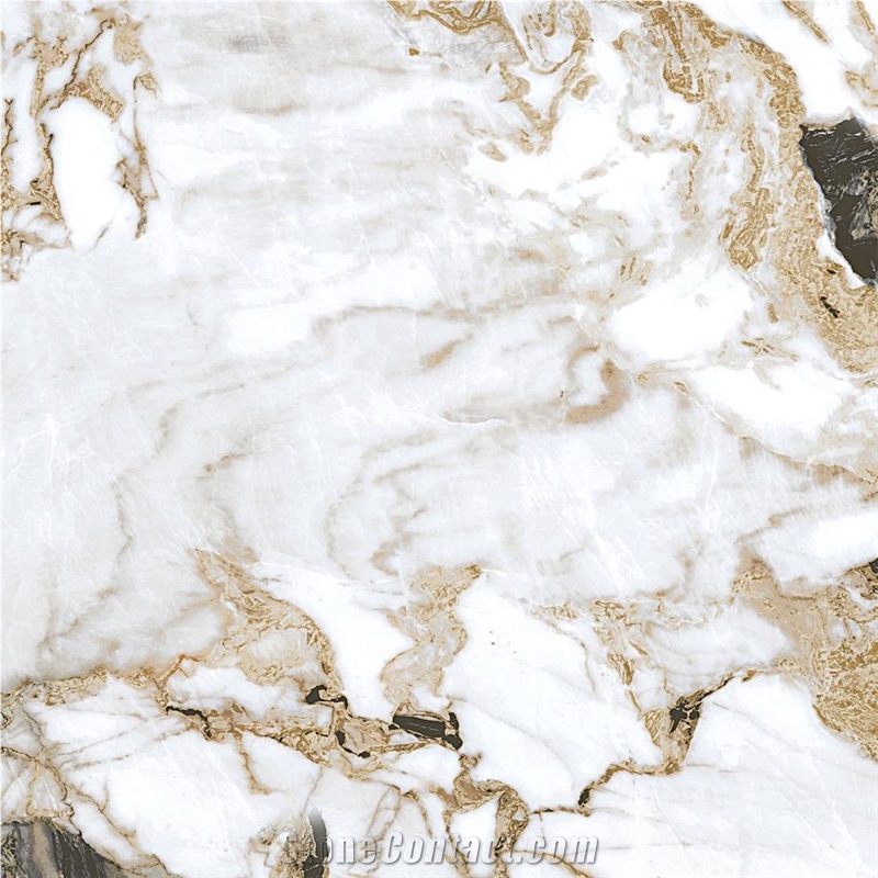 Golden Snow White Sintered Stone Tile