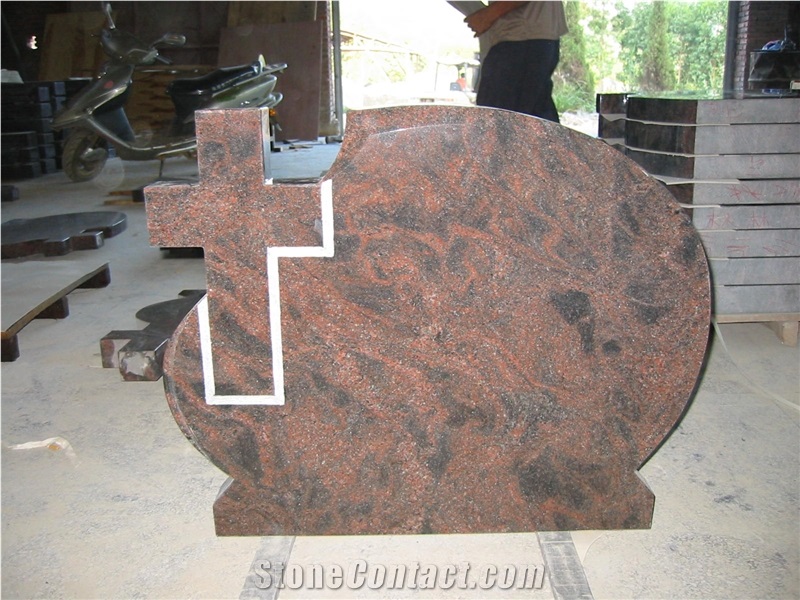 Multi Color Red Granite Headstone Russian Style