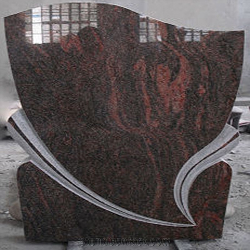 Multi Color Red Granite Headstone Russian Style