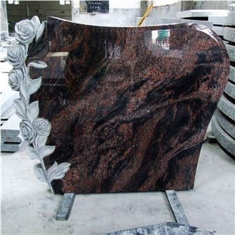 Multi Color Red Granite Headstone Russian Style