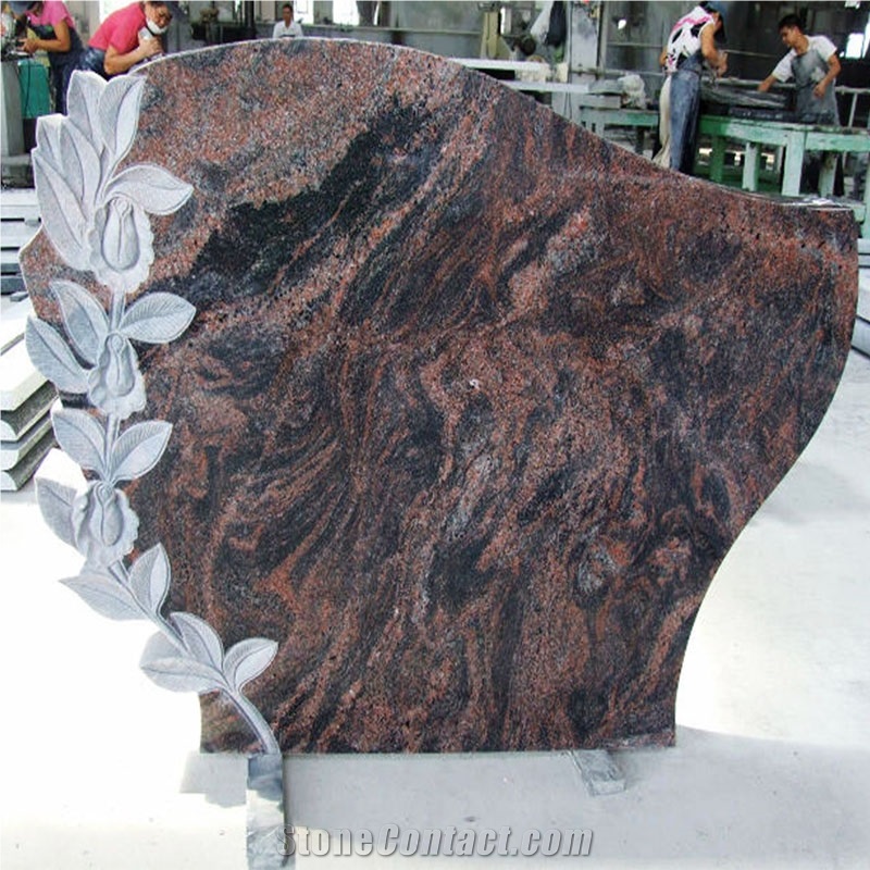 Multi Color Red Granite Headstone Russian Style