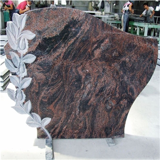 Multi Color Red Granite Headstone Russian Style
