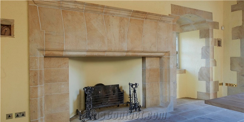 Copp Crag Sandstone Traditional Masonry Fireplace