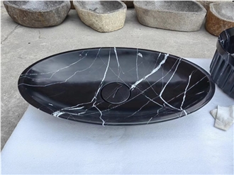 Black Marquina Marble Wash Basin Bathroom Countertop