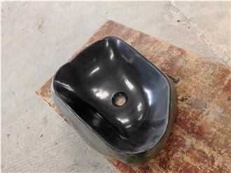 Natural Stone Black Marble Bathroom Washbasin