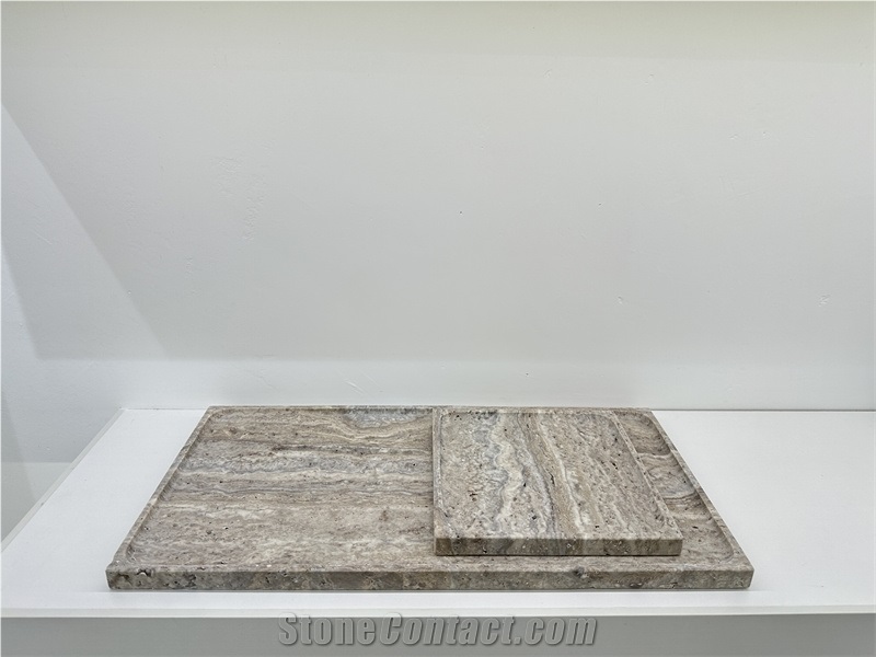 Silver Travertine Rectangule Stone Tray  Home Decor Panels