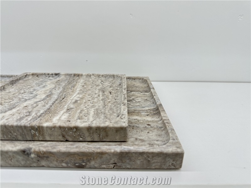 Silver Travertine Rectangule Stone Tray  Home Decor Panels