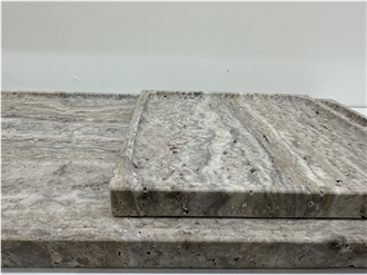 Silver Travertine Rectangule Stone Tray  Home Decor Panels