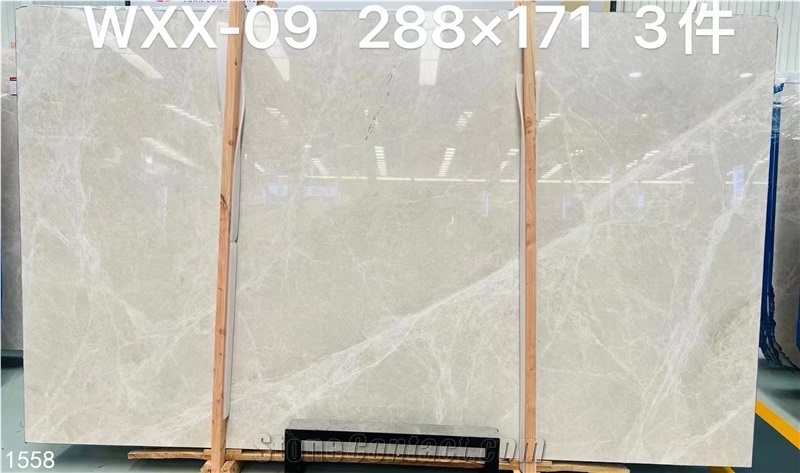 Turkey Modern Beige Marble Slabs Vizon Silver Grey Stone