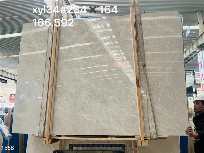 Turkey Modern Beige Marble Slabs Vizon Silver Grey Stone