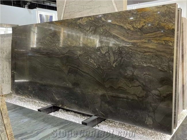 Shangrila Brown Quartzite Slab For Kitchen Countertop Slabs