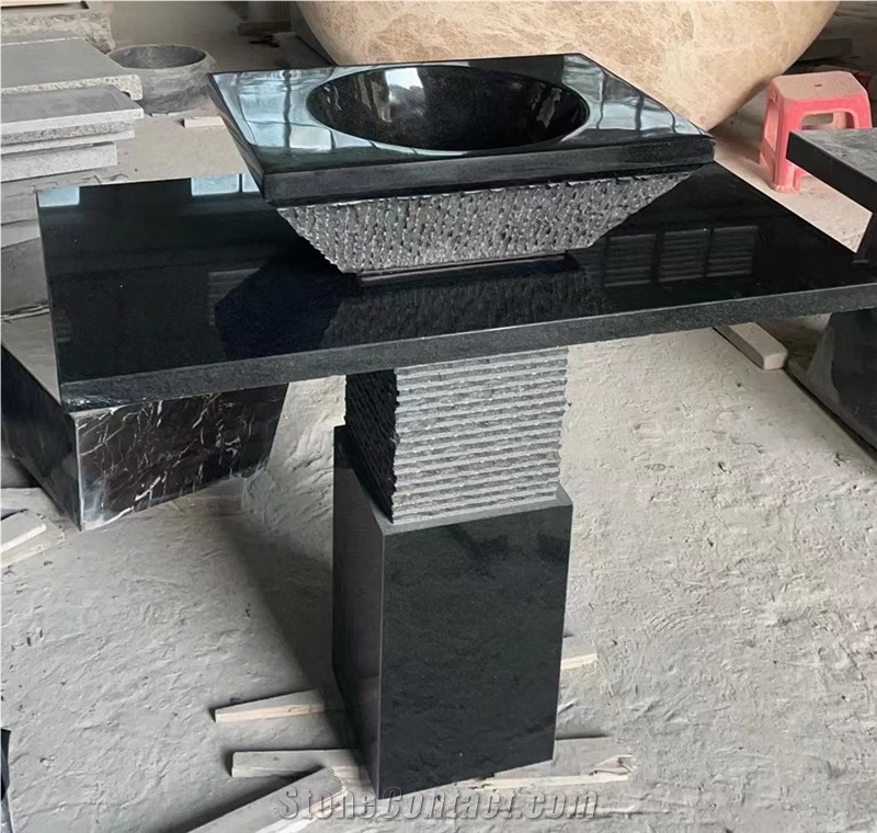 Solid Marble Statuario Carrara Pedestal Square Wash Basin