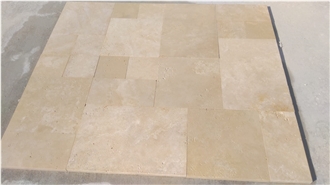 Light Travertine Paver French Pattern Set Paving Stone