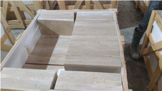 Light Travertine Paver French Pattern Set Paving Stone