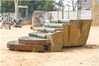Monolithic Black Granite Garden Decoration Steps